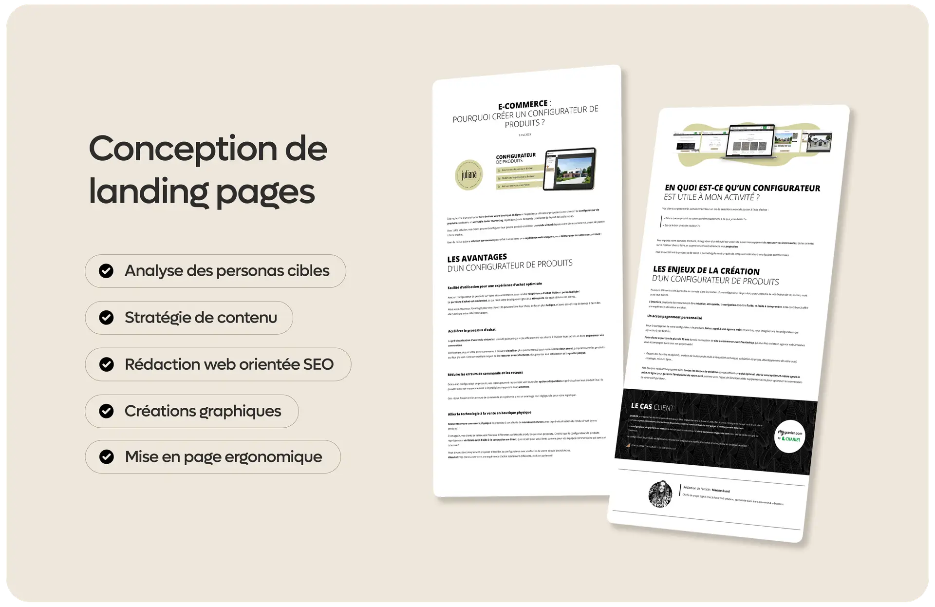 conception de landing pages